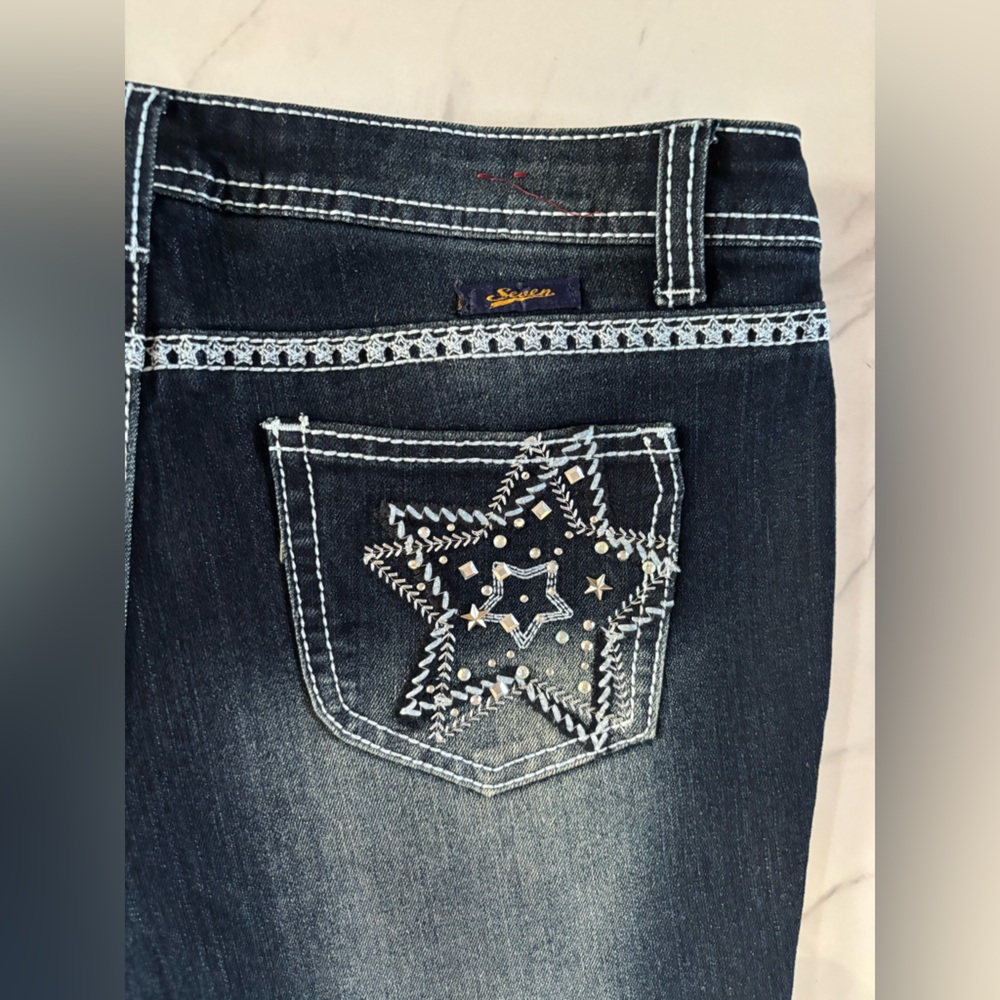 Seven7 Women's Dark Blue Straight Leg Jeans - Picture 11 of 14